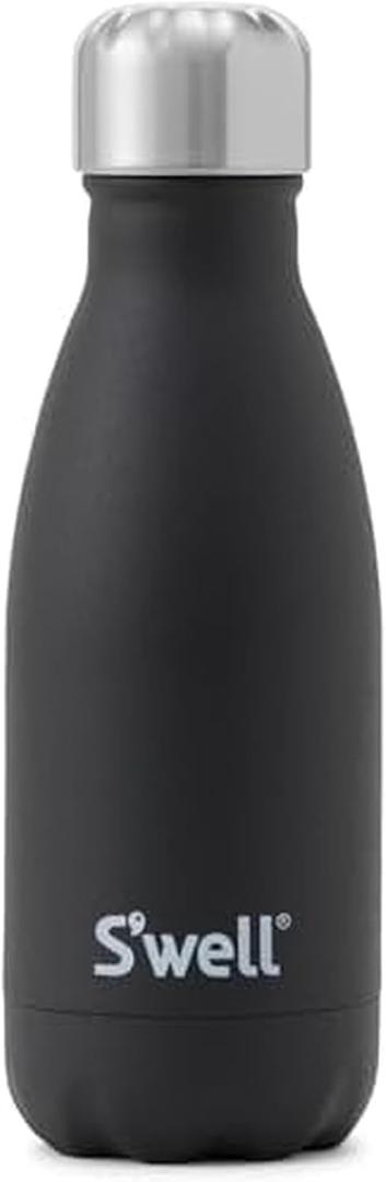S'well Stainless Steel Water Bottle, 9oz, Onyx, Triple Layered Vacuum Insulated Containers Keeps Drinks Cold for 24 Hours and Hot for 12, BPA Free, Perfect for On the Go