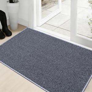 Dirt Trapping Door Mat 32x48, Grey Faux Jute Entryway Rug | 0.27" Low Profile, Washable & Non Slip Mud Mat, Back Front Door Mat Indoor Entrance