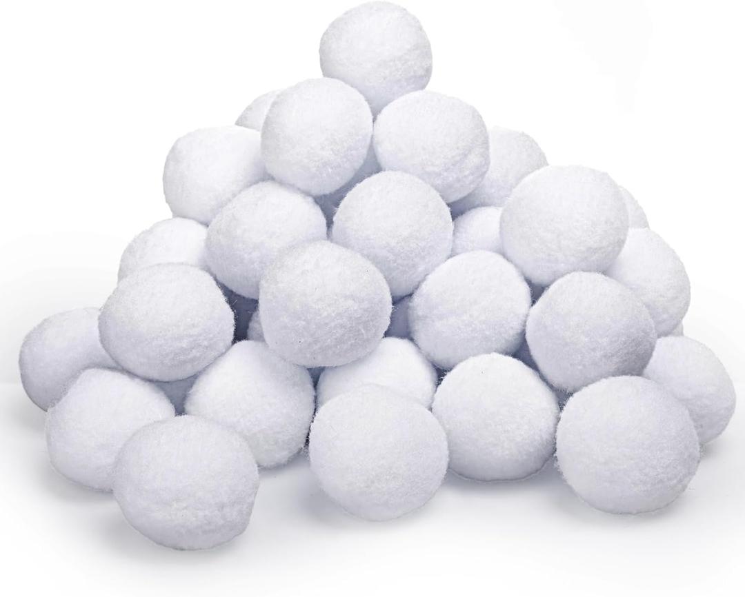 50 Packs Snow Toy Balls for Fights Indoor Soft Plush Fake Snow Balls Kids Toys Artificial Cotton White Snow Ball Party Supplies for Parent Child and Decorations for Christmas Tree (5 CM/1.97 in)
