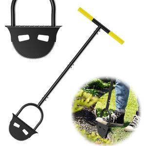 41.7" Manual Edging Chopper - Half Moon Sharp Serrated Blade, Non-Slip T-Handle, Durable Steel Shaft for Garden, Lawn, Driveway & Pavement Edging, Trimming Weeds & Landscaping Borders