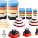 Car Foam Drill Polishing Pad Kit, 44Pcs 1inch 2inch 3inch Detail Polishing Buffing Pad Mix Size Car Detailing Kit with 5/8-11 Thread Backing pad & Adapters for Buffer Polisher Polishing, Buffing