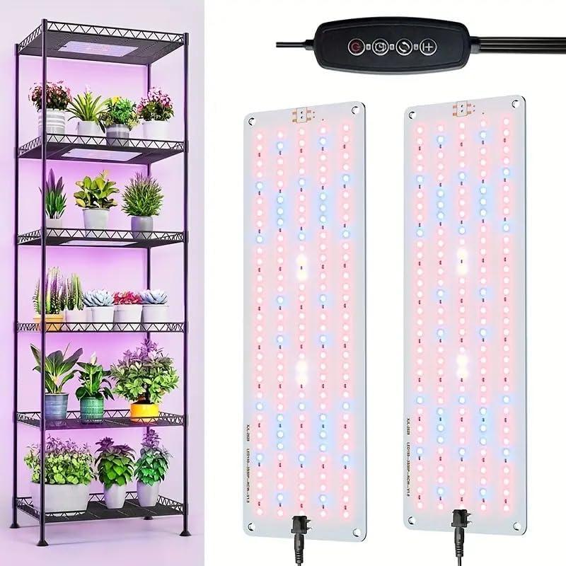 Under Cabinet Grow Light, 308 LEDs Plant Grow Lights for Shelf, with 3/9/12H Timer, 22W Full Spectrum Led Grow Light, 10 Dimmable Levels, for Seedling, Veg, Succulents -2PCS