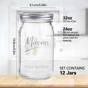 Mason Jars 32 oz,12 Pack Quart Wide Mouth Mason Jar With Airtight Lids,Glass Canning Jars for Fermenting, Pickling,Meal Prep,Overnight Oats & Centerpieces