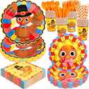 HOWAF Turkey Thanksgiving Party Supplies Kit, Turkey Dinnerware Includes Plates, Napkins, Cups, Cutlery for Autumn Fall Friendsgiving Supplies Kit, Thanksgiving Tableware for 20 Guests
