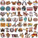 Wavwavw 50 Pcs Western Cowboy Iron on Patches Retro Cowboy Cowgirls Embroidered Patch for Sew on Costume Hat Clothes DIY