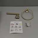 WINCASE Gold Toilet Paper Holder Towel Ring, Brushed Gold Bathroom Hardware Set, Hand Towel Holder Toilet Paper Roll Holder Wall Mount, Rustic Farmhouse Rustproof Stainless Steel 2 Pieces