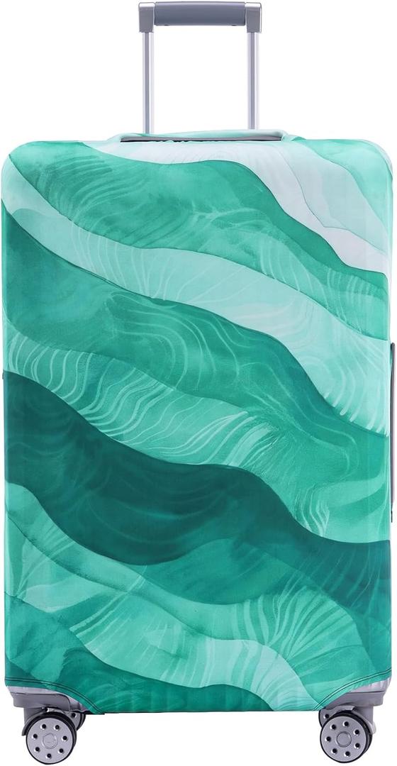 Travelkin Luggage Covers For Suitcase Tsa Approved, Suitcase Cover Protector Fit 22-25 Inch Luggage (M, Emerald Wave)