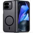 TIANNIUKE Magnetic Case for Google Pixel 9 Pro Fold, Transparent and Yellow Resistant,Compatible with MagSafe,Slim Fit Shockproof Protective Phone Case for Pixel 9 Pro Fold Case (Black)