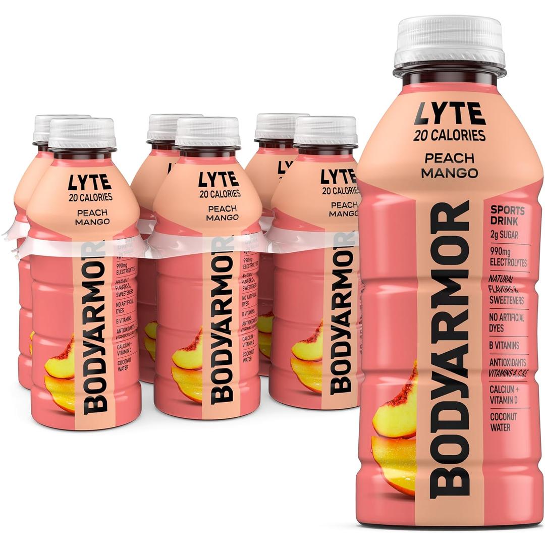 BODYARMOR LYTE Sports Drink, Peach Mango Electrolyte Drink, 16 Oz (6 Pk) (EXP 08/31/26)