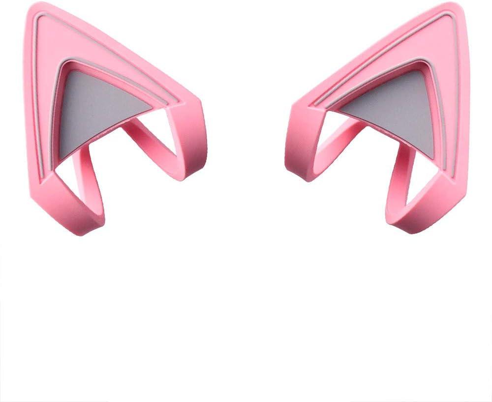 HUYUN Silicone Cat Kitty Ears Lovely Attachable Accessory Compatible for Razer Kraken 2019, Kraken TE Headsets (Pink)