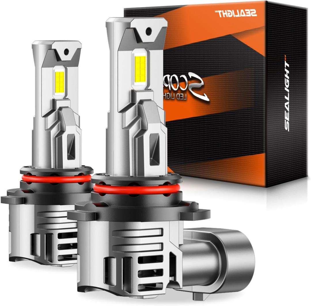 SEALIGHT 9005 Bulbs 800% Brightness 40000LM Super Bright, OEM Fit 6500K White, 20 Years Lifespan with Silent Fan & Heat Dissipation, IP68 & Error-Free Installation, 2 Pack