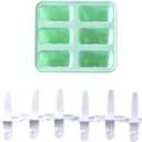 2 x Popsicle MoldPopsicle Maker Popsicle Molds 6 Pieces Silicone Ice Pop Molds BPA Free Popsicle Mold Reusable Easy Release Ice Pop Make (Green)