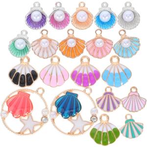 Garneck 40Pcs Seashell Charms for Jewelry Making Ocean Beach Theme Pendants for Diy Necklace Earrings Bracelets Craft Zinc Alloy 1 Inch