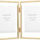 Gold 4x6" Double Floating Frame for picture 2x3'', 3x5'', Classy Metal rounded Edge Frame Adjustable Tabletop/Shelf Photo Frame, Elegant Gift Choice for Wedding, Thanksgiving, Christmas,Birthady, Home or Office Decor.
