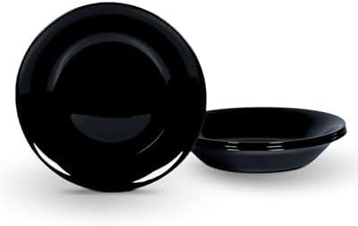 LaGlint 34OZ Opal Glass Large Pasta Bowls Set of 4, Lightweight 9.5 inch Round Large Shallow Serving Bowl for Soup, Salad, Dinner, Microwave Dishwasher Safe Black