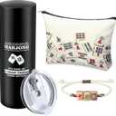 3 Pcs Valentine's Mahjong Gifts for Women Men 20oz Stainless Steel Insulated Tumbler Mahjong Coin Purse Cosmetic Bag Lucky Bracelet for Lover Player Friends Birthday New Year Gift