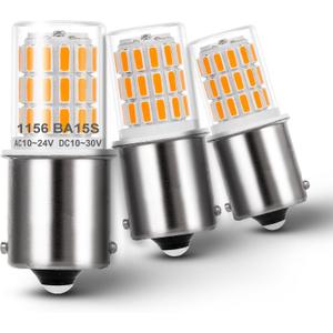 1156 1141 1003 7506 BA15S LED Bulbs Amber Yellow, LED Replacement for 12 Volt Turn Signal RV Tail Camper Boat Trunk Interior Lights, DC Bayonet Single Contact Base,AC10-24V DC10-30volt,3Pack