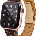 HOPO Compatible With Apple Watch Band 38mm 40mm 41mm 42mm 44mm 45mm 46mm 49mm,Resin Watch Strap Bracelet Wristband Fashion Lightweight Replacement For iWatch Bands Series 11 Ultra 10 9 8 7 6 5 4 3 2 1 SE for Women Men (Leopard Print)