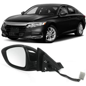 Left Driver Side Door Mirror For Honda Accord LX, Sport 2018-2022  Power  Non-Heated No-Turn signal Match to Black Paint Replaces HO1320328 76258-TVA-A02 (3pin)