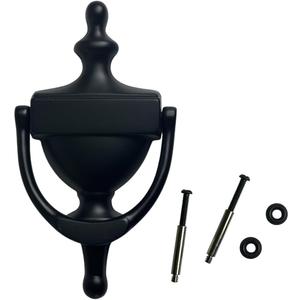 QCAA Solid Brass Door Knocker, 7", Matte Black, Made in Taiwan, 1 Pack