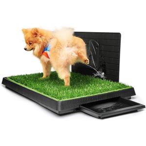 Hompet Dog Grass Pad with Tray Large, Puppy Turf Potty Reusable Training Pads with Pee Baffle, Artificial Grass Patch for Indoor and Outdoor Use, Ideal for Small and Medium Dogs (30"20") (Dog Toilet:30202.5)