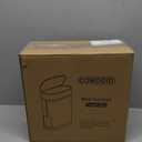 COMODID Bathroom Trash Can with Lid, 14 Liter/ 3.7 Gallon Bathroom Trash Can and Toilet Brush Set for Restroom, Bedroom, Living Room, Office, White Lid