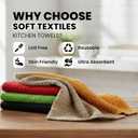 Kitchen Towels Set of 12 (15x25 Inch) Cotton Dish Towels, Super Absorbent & Soft Kitchen Hand Towel, Dish Towels, Tea Towels & Bar Towels for Kitchen Drying & Cleaning