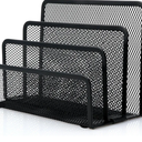 Desk Mail Organizer, File Holder Letter Sorter with 3 Vertical Upright Metal Mesh Compartments Document, Filing, Folders, Mail, Paper Organizer for Home or Office Desktop (1PCS)