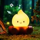 Campfire Night Light, 5 White Noise Mode, Cute Bonfire Gifts, Silicone Night Light with Candle Mode, Rechargeable Bedroom Decor, Gift for Children, Teens, Adults, Halloween, Christmas & Birthdays (Color 7)