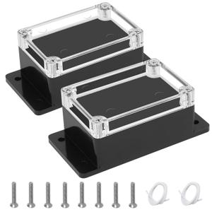 Junction Box with Clear Cover IP65 Waterproof ABS Plastic Universal Project Box with Fixed Ear, Black 3.9"x 2.6"x 1.9"(100x68x50mm)(Pack of 2)