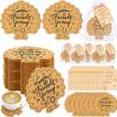 Hushee 12 Sets Friendsgiving Gifts Bulk Friendsgiving Cork Coasters Thanksgiving Cork Coaster Leaf Coaster with Thank You Cards and Organza Bag Thanksgiving Autumn Fall Party Favors (Maple Turkey)