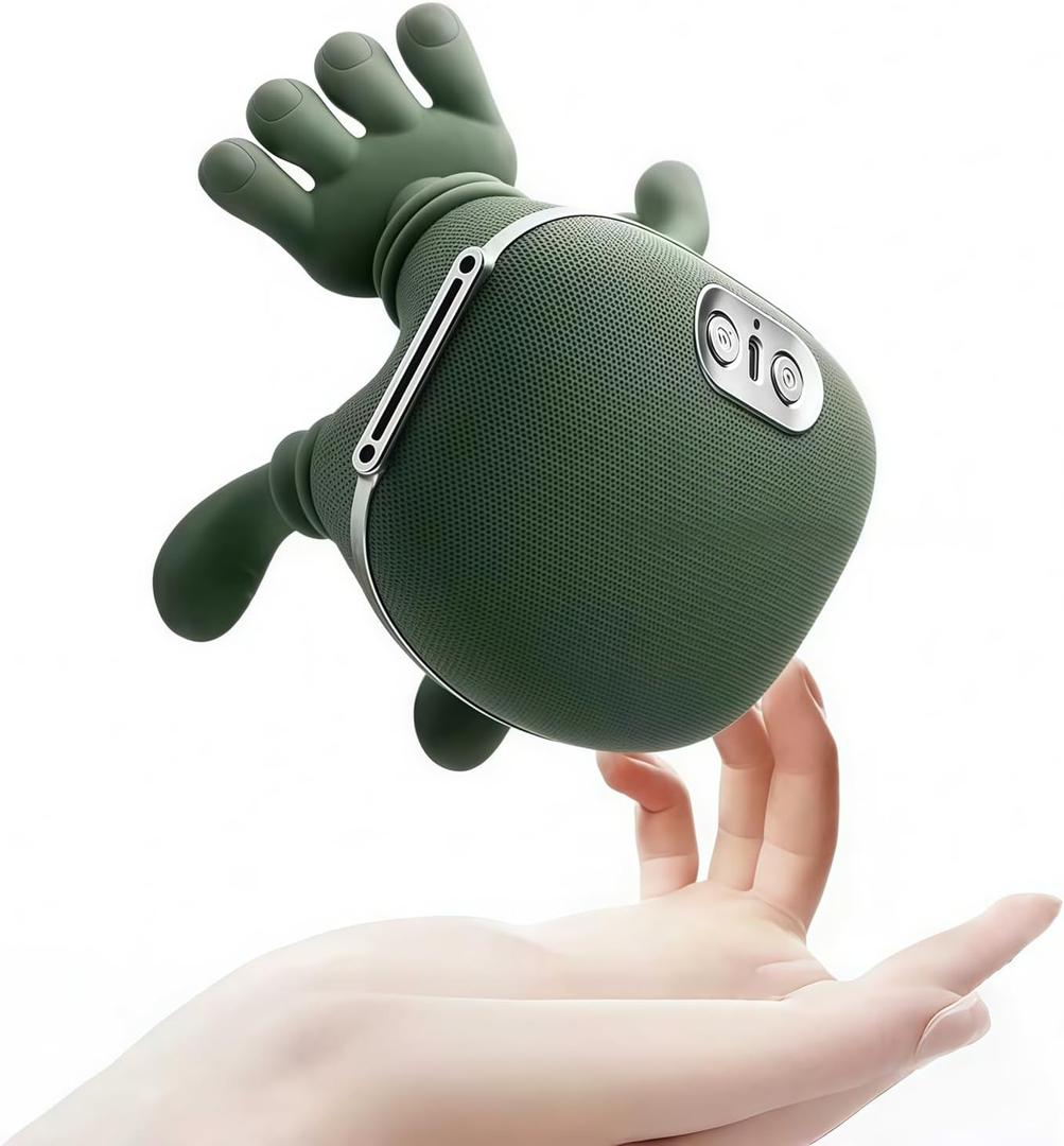 Bionic Neck and Shoulder Massager with Heat, 4D Deep Tissue Shiatsu Massage Tool, Simulated Human Hand Kneading for Cervical Pain Relief, Portable Cordless Rechargeable Relax Gift (Green)