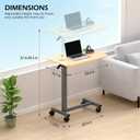 WOTURE Adjustable Overbed Table with Wheels, Pneumatic Height Adjustment, Ideal for Hospital Use or At Home as Bed Tray, Standing Desk, Bedridden & Mobility Needs, Maple, 23.62 inches x 15.75 inches x 39.37 inches