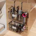 Voldra 2 Pack Hair Dryer Holder Cabinet Door, Adhesive Hair Tool Organizer Wall Mount Adjustable Height Blow Dryer Holder Under Sink for Flat Curling Iron, Hair Straightener Brush(Black)