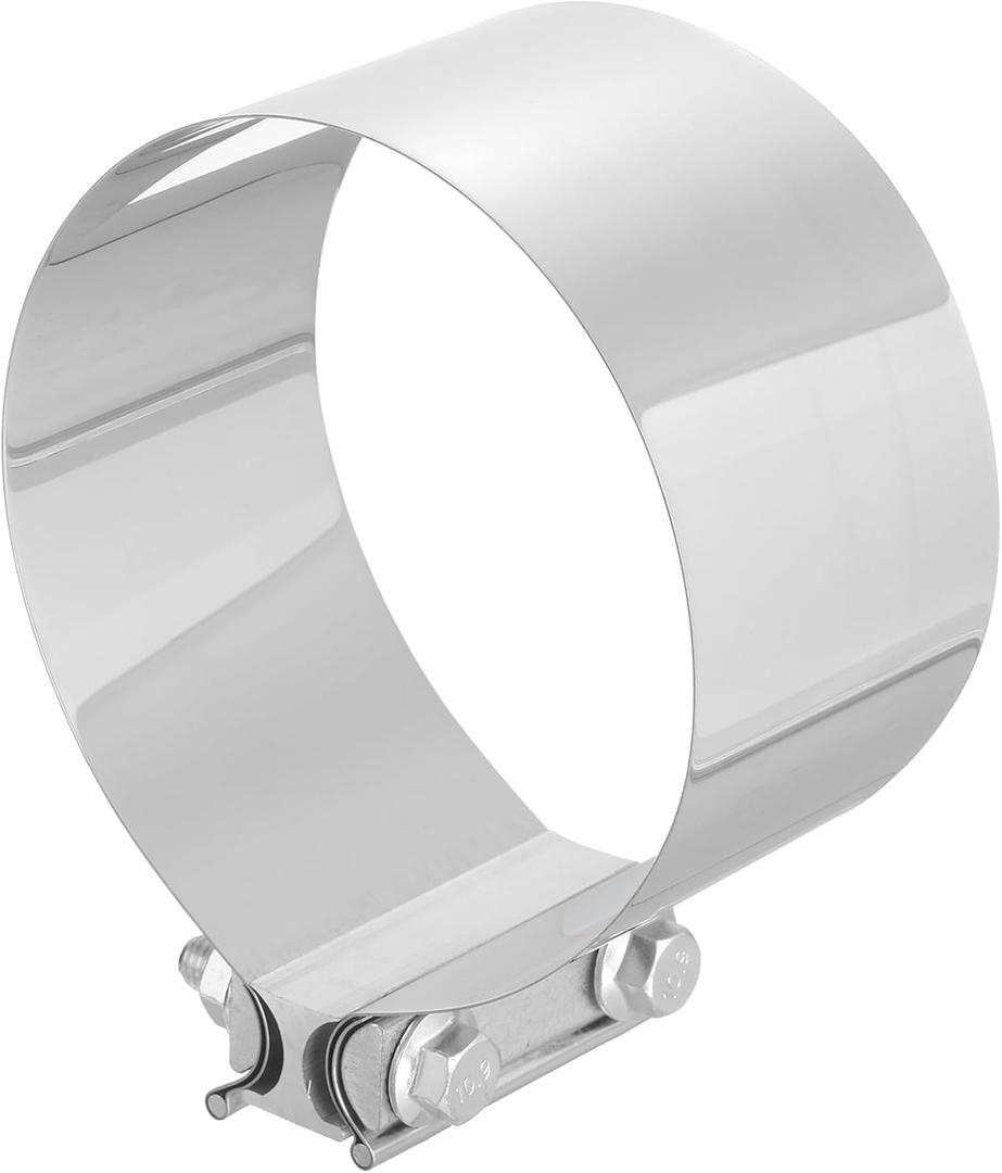 Uxcell 5.5 Inch Exhaust Clamp, 304 Stainless Steel Butt Joint Band Clamp Sleeve Coupler Pipe Repair Clamp Universal Widening Clamp for Exhaust Pipes Mufflers, Silver