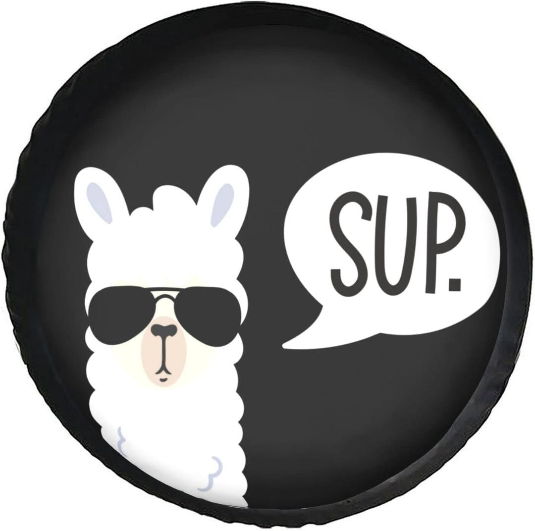 Funny Sup Llama Spare Tire Cover Wheel Protectors Dust-Proof Wheel Tire Cover Fit,Trailer, Rv, SUV and Many Vehicle 17inch