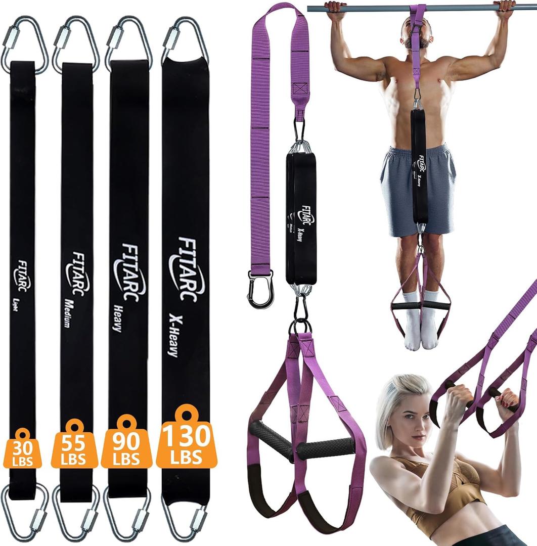 Fitarc Pull Up Assistance Bands Set,Pull Up Assist Strap with Handle,14 Levels of Assistance Up to 300LBS (Purple)