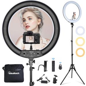 21inch Ring Light with Tripod and Phone Holder for Vlog, YouTube Video, 3000K-6000K Dimmable Bi-Color LED Light Ring for Makeup, Selfie, Camera - Control with Remote