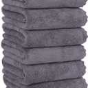 MOONQUEEN 6 Pack Premium Hand Towels - Quick Drying - Microfiber Coral Velvet Highly Absorbent Towels - Multipurpose Use as Hotel, Bathroom, Shower, Spa, Hand Towel 16 x 28 inches (Gray)