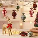 12 Pcs Red Green Christmas Decorations 4" 3D Candy Paper Honeycomb Ornaments for Tree Magnetic Glitter Edge Paper Honeycomb Lanterns for Christmas Tree New Year's Christian Table Decor (Multi Color)