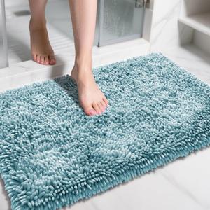 Yimobra Large Bathroom Rug Non Slip 36x24 Inch, Extra Thick Soft Absorbent Chenille Bath Mat, Machine Washable Bath Rugs for Bathroom Floor, Tub and Shower, Home Decor Accessories, Greyish Blue