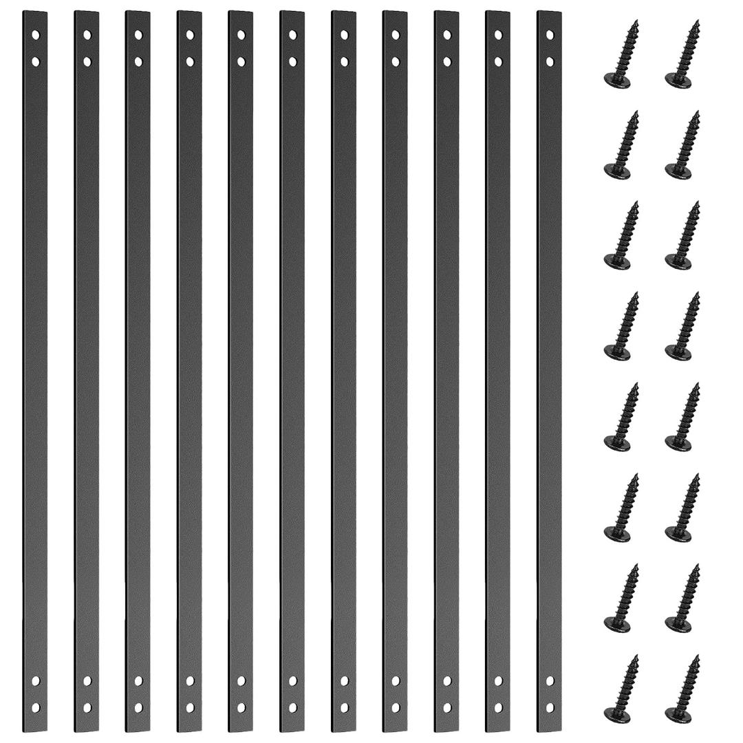 51 Pack Deck Balusters 36"X1", Flat Straight Porch Railing Kit with Screws, Heavy Duty Black Metal Decking Railings for Wood and Composite Deck for Indoor Outdoor Stairs Patio Porch