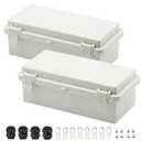 2 x Zulkit 2pcs Junction Box ABS Plastic Dustproof Waterproof IP65 Electrical Boxes Hinged Shell Outdoor Universal Project Enclosure with 2 Cable Glands 7.9 x 3.9 x 2.8 inch (200x100x70mm)