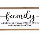 Rustic Wood Frame Farmhouse Family Wall Decor Sign for Home Decor Inspirational Wall Art Wood Plaque with Inspiring Quotes -Family a Little Bit of Crazy... Wall Hanging,Shelf and Tabletop Decor