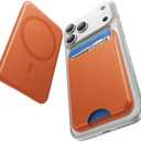 for MagSafe Wallet, 5 Card Holder, Slim Leather Magnetic Wallet for iPhone 17/16/15/14/13/12 Pro Max Plus Air Series, 1 Card Slots & 1 Cash Slot,Orange