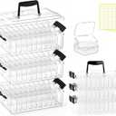 3-Tier Large Capacity Stackable Bead Organizer Box 90 Pcs, Portable Plastic Craft Storage Containers for Jewelry Making, Bracelets, DIY, Nail Art Charms