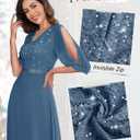 Wedtrend Women's Sequin Dresses Sparkly Glitter Dress Split Sleeves Formal Dresses Maxi Evening Dress (Blue, M)