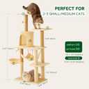 52 Inch Tall Cat Tree Tower with Scratching Post, Plush Condo with Scratching Post, Ramp, Perch, Spacious Cave, for Small Space