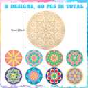 Blosssound 40 Pcs Unfinished Wood Mandala to Paint Wooden Mandala Painting Crafts Diwali Art Slices for Adult to Relax Painting DIY Crafts Ornament Wedding Home Decorations, 4 Inch(Stylish)