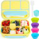 MaMix Bento Lunch Box for Adults/Kids/Students - 1300ML 4-Compartment Container (Yellow)